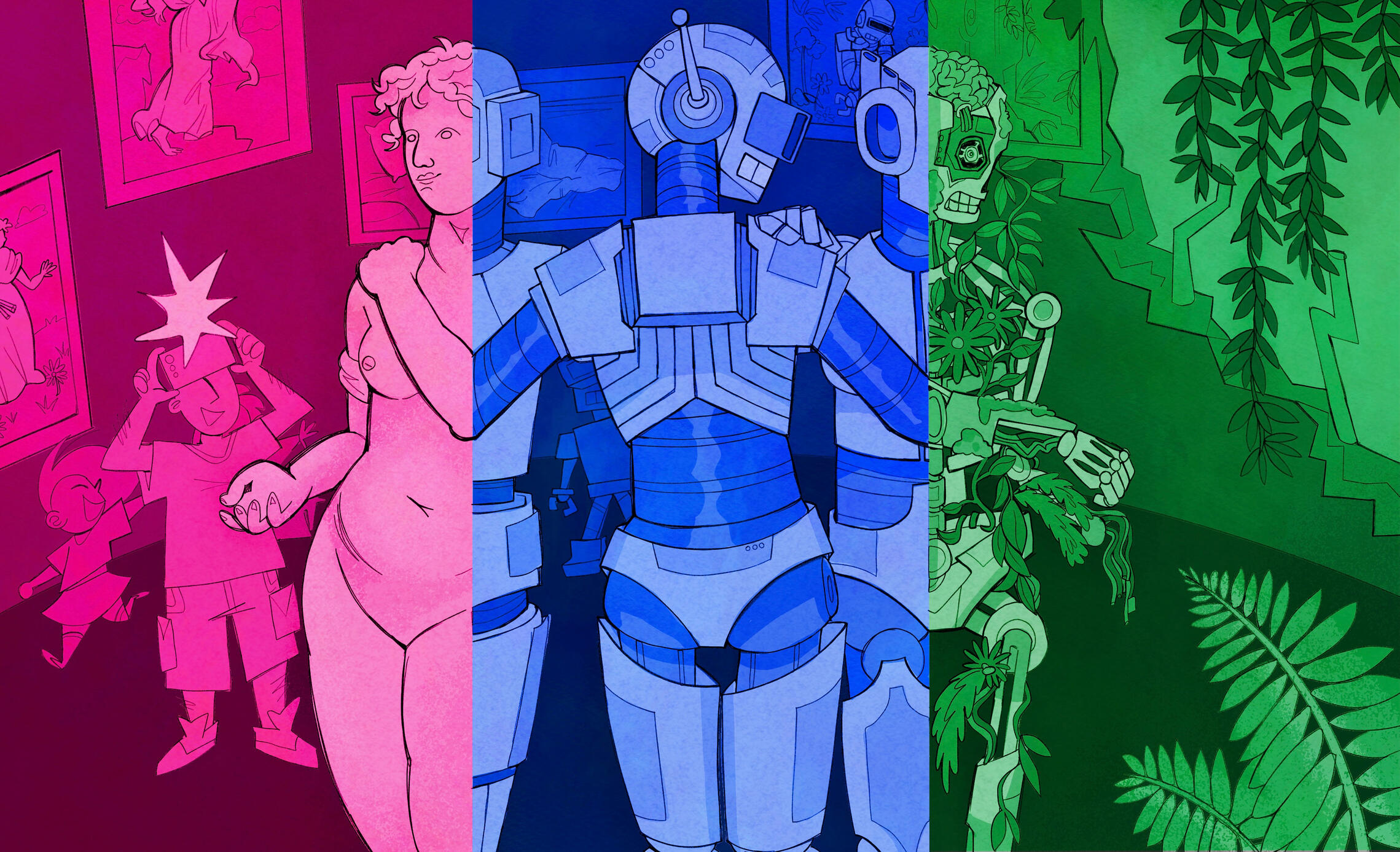 triptych based on the theme of time